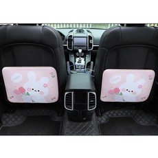 킥방지 매트 뒷좌석 카시트 마모방지 매트 큐티 범용 뒷좌석 더러움 방지 의자 등받이 보호 매트, 작은 킥 방지 매트 토끼 2개