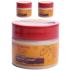 Creme Of Nature with 아르간 오일 트월링 커스터드 컬 스타일링 젤, 326g, 3개