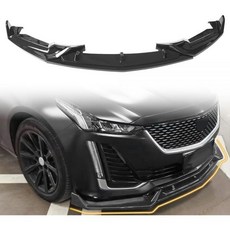 2020-2023 캐딜락 CT5 프리미엄 럭셔리럭셔리와 호환되는 프론트 범퍼 립 스포일러 PP 글로스 블랙 애드온 프론트 스플리터 에어 댐 친 프로텍터 3피스