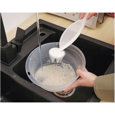 丹丹悅生活 台灣現貨 淘米棒 多功能洗米器 帶擋板不沾手洗米神器, 1個, 不沾手洗米神器-白色
