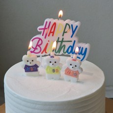 빅사이즈 HBD 생일초 + 곰돌이초 3개입 세트, 1개, 60g, 무향