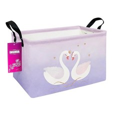 INGHUA 장난감 책 옷 선물 반려동물을 위한 직사각형 보관 바구니 패브릭 정리함 통 - 가정 사무실 아기방 기숙사 선반에 적합(Rec Forest Dinosa, Rec-Love Swans