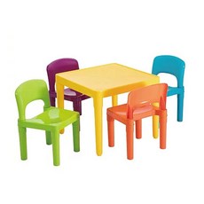 Hi-toys 寶貝繽紛桌椅組(台灣製)兒童桌椅，安全無毒，增進色彩認知, 繽紛