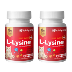 하율펫 고양이 엘라이신 영양제 / 감기 허피스 콧물 재채기, 100g, 면역/항산화, 2개