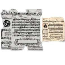 Threetols 음악 노트 카드 제작용 투명 스탬프 꽃 프레임 투명 고무 스탬프 음악 노래 단어 스탬프 휴일 카드 제작 장식 DIY 스크랩북 투명 앨범 장식 종이 공예