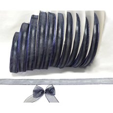 條紋雪紗織帶38MM 藏藍色 - 緞帶王, 1個