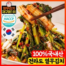 [전라도명품김치] 100%국산 전통비법양념 얼갈이 열무김치, 1세트, 1kg