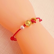 儒家寶寶 9999純金 招財貓 蓮花 花生 刻花小花 編織手繩 彌月禮