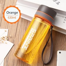 1000ml/800ml/630ml 可攜式運動水壺帶繩防漏耐用旅行水壺不含BPA, 630ml橙色×1個