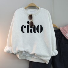 달콩 여성 빅사이즈 기모맨투맨 겨울티 CIAO뽀글오버핏맨투맨(기모)