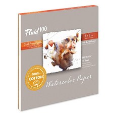 Fluid 100 수채화 종이 블록 20.3 x 20.3cm(8 8인치) 15장 63.5kg(140파운드) (300 GSM) 100% 면 콜드 프레스 패드 아티스트 페인