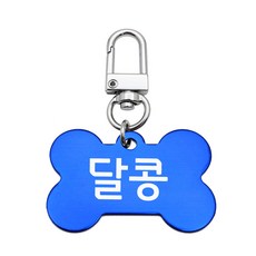 강아지인식표 가볍고 걸기편한 원터치 뼈모양이름표, 1개, 블루