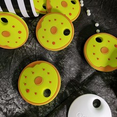 彩色甜甜圈造型 可愛 機車鑰匙包配件, 芥末黃鑰匙套, 1個