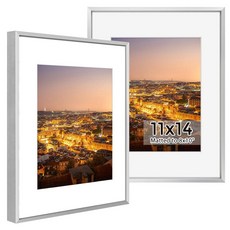 Golden State Art Silver 11x14 Aluminum Picture Frame - Display Photos 8x10 With Mat or 11x14 inch, Golden State Art, Silver 11x14