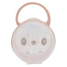 熊貓奶嘴盒 寶寶奶嘴收納盒 嬰兒奶嘴防塵盒 透明可視 帶提手, 熊貓奶嘴盒-粉色, 1個