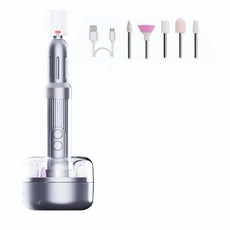 美甲打磨機套裝 指甲護理工具 電動磨甲器 多功能修甲套裝, 1個, 升級M8金屬 銀色【贈全套磨頭禮包】