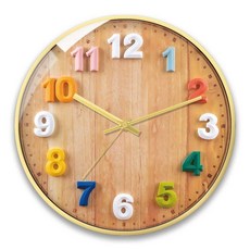 早教學習家用彩色大刻度時鐘, 1個, DCM369a金窄塑框金針,10英寸直徑25釐米適合書房