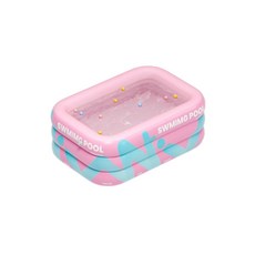 ZD-PLASTICS 充氣兒童泳池 家用加厚可折疊戶外戲水池, 活力線條1.5米三層粉色, 1個
