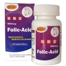 美天健 葉酸錠 800mcg (100錠/瓶) 無添加防腐劑及人工色素, 1個, 100錠/盒