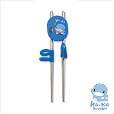 酷咕鴨 不銹鋼學習筷, 藍, 1個