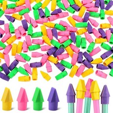 Fyess 연필용 지우개 800개 라텍스 프리 연필 탑 지우개 교실 상품용 캡 파티 선물 학용품 4가지 색상 111763, 800pcs