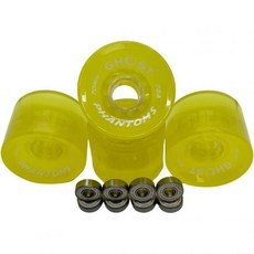 GHOST BOARDS 젤리 팬텀 롱보드 휠 70MM 78A 반투명 ABEC-7 베어링, 노랑