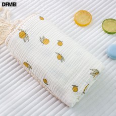 DFMEI 2層紗布蓋毯子薄款嬰兒包單兒童棉浴巾寶寶外出蓋被單, 2層紗布檸檬