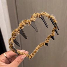 波浪帶齒髮箍 防滑頭箍, 1個, 淺色豹紋