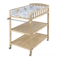 小崴生活館 Kooma 嬰兒實木尿布台置物架(附棉墊 桿子), 卡通世界