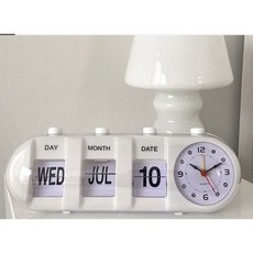 고전감성디자인 아날로그 탁상 시계 빈티지 알람, 화이트