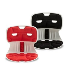 韓國原裝進口 挺脊護腰椅墊 座墊 背墊 駝背矯正 挺腰坐墊 和式 人體工學 美姿椅 調整墊 校正挺背, 黑色+紅色 優惠組合價