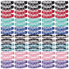 Meajjew 80피스 WWJD 기독교 팔찌 팩 여성 남성용 선물 조절 가능한 벌크 - What Would Jesus Do 손목 밴드 폴리에스터 섬유 보석 없음 2507