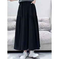 Yellwel 여름 슬림 하이웨스트 미디 스커트 여성용 DJP