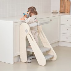 베네베네 유아 아기 2단 3단 리틀 셰프 키친 헬퍼 계단 러닝 타워 안전 가드 디딤대, 1개, 그레이