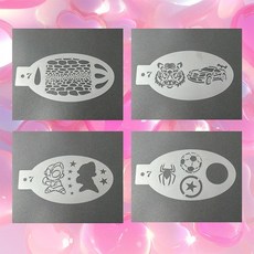 페이스페인팅도안 바디페인팅도안 5개세트, 1개, 남성용 4장 투명
