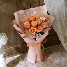 Scent Basket 鈔票花束 玫瑰香皂花 10入, 珊瑚色(香皂花), 10個