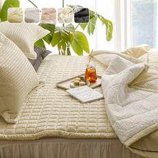 [국산] 리빙캐슬 여름 아이스크림 시어서커 누비 차렵 이불, 누비이불 + 패드 + 베개커버, 베이지
