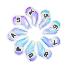 리카타 알카이드 홀로그램 아이언 헤드 골프채 커버 보호 세트 9개, 엣지 화이트, 1개