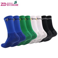 成人中筒運動襪 點膠防滑 加厚毛圈 耐磨 透氣吸汗 足球襪 訓練襪, 白,L（38-43）ZD019, 1個