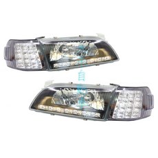 大禾自動車 黑框 LED 玻璃大燈 LED 角燈 適用於 TOYOTA COROLLA 1993-1997 AE100, 1個
