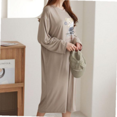 임산부잠옷 봄 원피스 여성 실내복 면 잠옷 임산부 휴양지 라인aa
