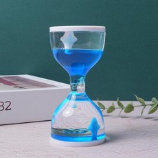 愛滑梯 液體沙漏 桌麵擺件 療癒小物 生日禮物, sy71 小盃滴 藍色-漂浮物隨機, 藍色