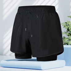 男士大碼雙層五分泳褲 防尷尬速乾 專業游泳適用