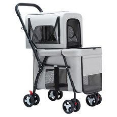 貓的生活工坊 寵物推車 雙層可折疊狗推車貓推車 DBL666, 灰色, 1個