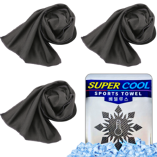 베델루스 아이스 쿨타올 쿨링 스포츠타올, 3개, 카본블랙