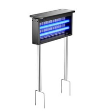 太陽能滅蚊燈 戶外藍光誘捕滅蚊器 自動光控防水殺蟲燈, 高配充電滅蚊燈+太陽能板+不銹鋼支架