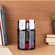 팬시코어 스틸 원형 연필꽂이(2+2), 4개, 블랙