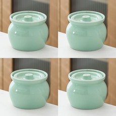 輝輝優質貨 沙縣小吃瓦罐蒸蛋湯罐 耐高溫陶瓷隔水燉盅 家用一人份, 蘋果綠燉罐450lm(4個裝）, 1個