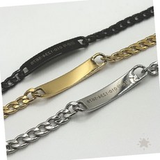 어르신 인식 팔찌 각인 주얼리 치매 환자 배회 감지 실종 예방 미아 방지 보호, 1개, 실버_뒷면