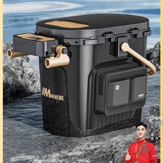 小釣箱多功能釣魚桶可坐魚桶新款全套釣桶垂釣裝備便捷臺釣箱用具, 1個, 黑金裸桶+傘架